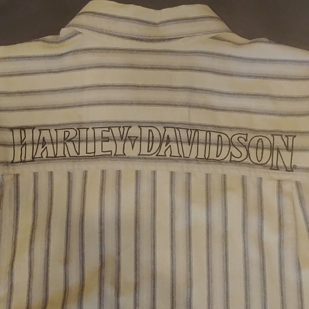 Harley Davidson. Soft Cotton Khaki W/ Denim Stripe - Picture 6 of 8